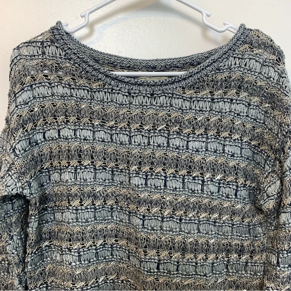 Lucky Brand Gray & Silver Marissa Quarter Sleeve Sweater